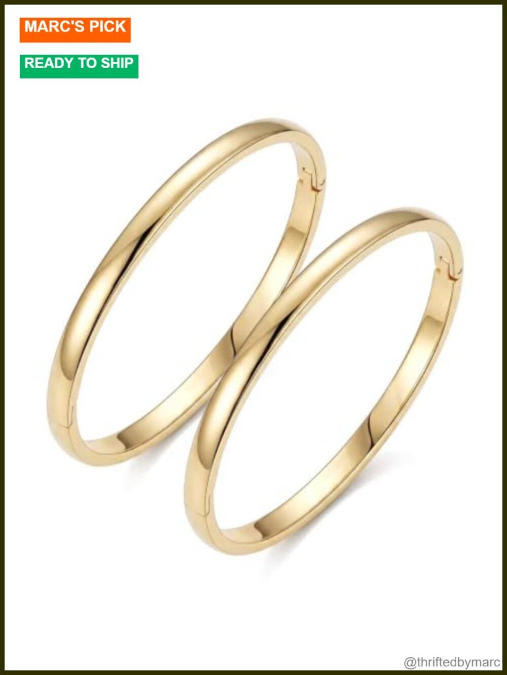 14K Gold Plated Stainless Steel Bangle Bracelet Tarnish Free Waterproof